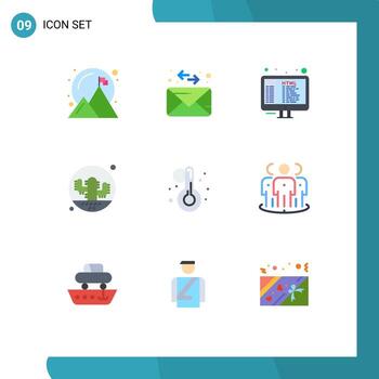 Stock Vector Icon Pack of 9 Line Signs and Symbols for temperature cacti coding plant desert Editable Vector Design Elements