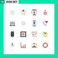 Mobile Interface Flat Color Set of 16 Pictograms of graphic design digital graphic protect design badge Editable Pack of Creative Vector Design Elements