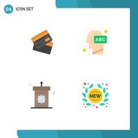 Pictogram Set of 4 Simple Flat Icons of creditcard human credit card shopping learning Editable Vector Design Elements