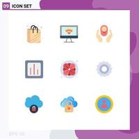 Universal Icon Symbols Group of 9 Modern Flat Colors of flower report baby care graph analytics Editable Vector Design Elements