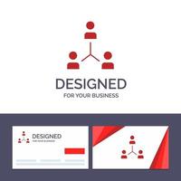 tarjeta de visita creativa y plantilla de logotipo estructura empresa cooperación grupo jerarquía personas equipo vector ilustración