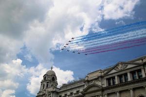 London in the UK in June 2022. A view of the RAF Flypast to celebrate the Queens Platinum Jubilee. photo