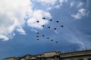 London in the UK in June 2022. A view of the RAF Flypast to celebrate the Queens Platinum Jubilee. photo