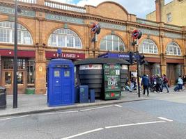 London in the UK in 2022. A view of the Tardis Outside Earls Court Station in London photo