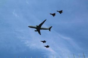 London in the UK in June 2022. A view of the RAF Flypast to celebrate the Queens Platinum Jubilee. photo