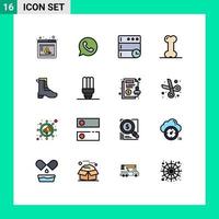 Universal Icon Symbols Group of 16 Modern Flat Color Filled Lines of shoe activity database joints health Editable Creative Vector Design Elements