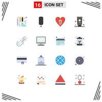 Group of 16 Flat Colors Signs and Symbols for monitor comet cream space astronomy Editable Pack of Creative Vector Design Elements