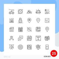 25 iconos creativos signos y símbolos modernos de pie patio colina jardín sol elementos de diseño vectorial editables vector