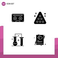 4 Solid Glyph concept for Websites Mobile and Apps analog sport music pool chemistry Editable Vector Design Elements