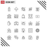 25 Thematic Vector Lines and Editable Symbols of cup thinking fashion shield design Editable Vector Design Elements