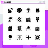 Universal Icon Symbols Group of 16 Modern Solid Glyphs of cancer earrings optimization drop drying Editable Vector Design Elements