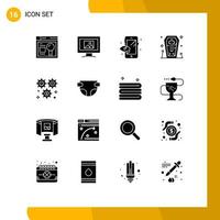 Set of 16 Modern UI Icons Symbols Signs for configuration wheel process cog ghost Editable Vector Design Elements