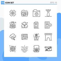 Modern 16 Line style icons. Outline Symbols for general use. Creative Line Icon Sign Isolated on White Background. 16 Icons Pack. vector