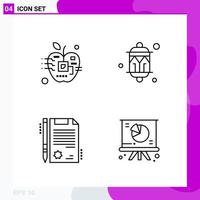 Line Icon set. Pack of 4 Outline Icons isolated on White Background for Web Print and Mobile. vector