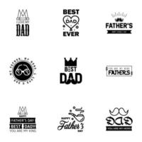 Happy Fathers Day greeting Card 9 Black Calligraphy Vector illustration Editable Vector Design Elements