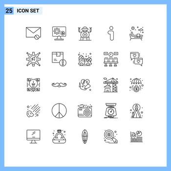 25 User Interface Line Pack of modern Signs and Symbols of interface info setting i technology Editable Vector Design Elements