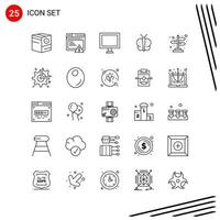 colección de 25 iconos vectoriales en estilo de línea. símbolos de contorno perfectos de píxeles para web y móvil. signos de icono de línea sobre fondo blanco. 25 iconos. vector