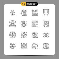 paquete de iconos vectoriales de stock de 16 signos y símbolos de línea para elementos de diseño vectorial editables gráficos de presentación de coche de llamada de contacto vector