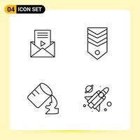 4 Creative Icons for Modern website design and responsive mobile apps. 4 Outline Symbols Signs on White Background. 4 Icon Pack. vector