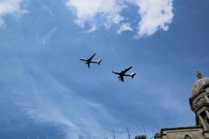 London in the UK in June 2022. A view of the RAF Flypast to celebrate the Queens Platinum Jubilee. photo