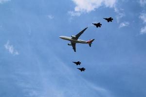 London in the UK in June 2022. A view of the RAF Flypast to celebrate the Queens Platinum Jubilee. photo