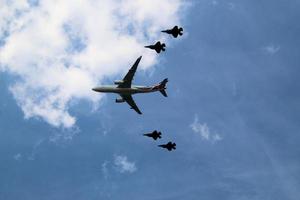 London in the UK in June 2022. A view of the RAF Flypast to celebrate the Queens Platinum Jubilee. photo