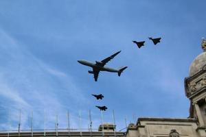 London in the UK in June 2022. A view of the RAF Flypast to celebrate the Queens Platinum Jubilee. photo