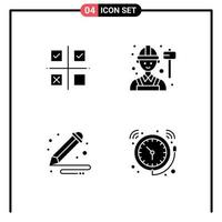 Modern Set of 4 Solid Glyphs Pictograph of business art product engineer paint Editable Vector Design Elements