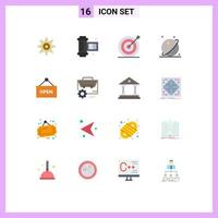 Set of 16 Commercial Flat Colors pack for bag shop target open space Editable Pack of Creative Vector Design Elements