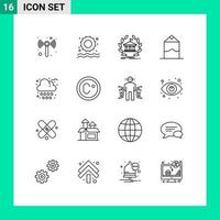 Pictogram Set of 16 Simple Outlines of rain autumn online pack cream Editable Vector Design Elements