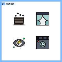 Set of 4 Modern UI Icons Symbols Signs for bucket eye spa stage views Editable Vector Design Elements