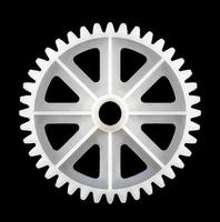 Mock up white gear wheels on black isolated with clipping path photo