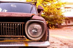 Close up headlamp retro car photo