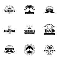 Set of fathers day 9 Black design elements Editable Vector Design Elements