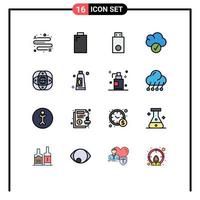 16 User Interface Flat Color Filled Line Pack of modern Signs and Symbols of global connection electronics artificial complete Editable Creative Vector Design Elements