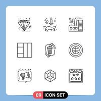 9 Thematic Vector Outlines and Editable Symbols of garbage waste hand wireframe industry Editable Vector Design Elements