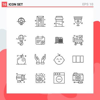 Group of 16 Modern Outlines Set for ear wifi jam iot internet Editable Vector Design Elements