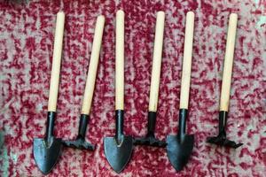 Metal shovel or garden spade photo