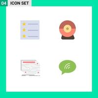 Group of 4 Modern Flat Icons Set for layout memory webcam component chat Editable Vector Design Elements