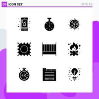 User Interface Pack of 9 Basic Solid Glyphs of bedroom lsd budget drug spend Editable Vector Design Elements