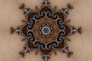 3D-Illustration of a Kaleidoskop zoom into the infinite mathematical mandelbrot set fractal. photo
