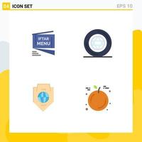 Set of 4 Commercial Flat Icons pack for iftar access roza magic protection Editable Vector Design Elements