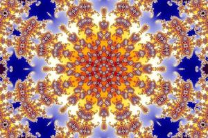 Ilustración 3d de un zoom kaleidoskop en el infinito conjunto matemático mandelbrot fractal. foto