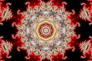 Ilustración 3d de un zoom kaleidoskop en el infinito conjunto matemático mandelbrot fractal. foto