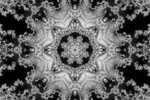 3D-Illustration of a Kaleidoskop zoom into the infinite mathematical mandelbrot set fractal. photo