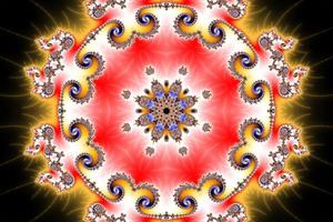 3D-Illustration of a Kaleidoskop zoom into the infinite mathematical mandelbrot set fractal. photo