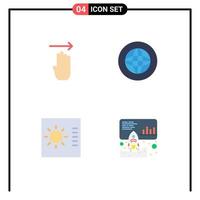 Modern Set of 4 Flat Icons Pictograph of finger control right global layout Editable Vector Design Elements