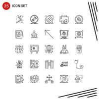 User Interface Pack of 25 Basic Lines of hardware devices vinyl computers thanksgiving Editable Vector Design Elements