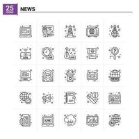 25 News icon set vector background