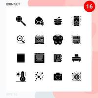 Universal Icon Symbols Group of 16 Modern Solid Glyphs of mobile entertainment business app shipping Editable Vector Design Elements